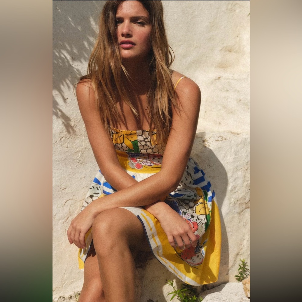 New ZARA Fruit Print Poplin Dress - Picture 5 of 12